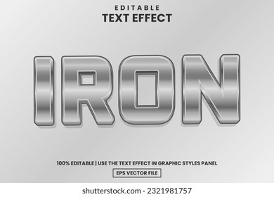 Silver iron text style, editable text effect design template