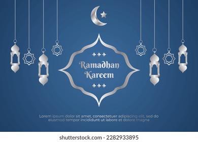 Silver Islamic Element With Simple Ramadan Background Design Illustration