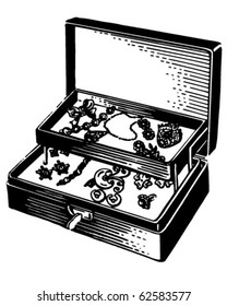 Silver Jewelry Box - Retro Clipart Illustration