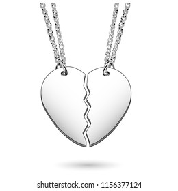 Silver Jewelry Heart Charm Halves on Chains