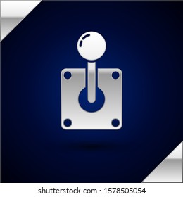 Silver Joystick for arcade machine icon isolated on dark blue background. Joystick gamepad.  Vector Illustration