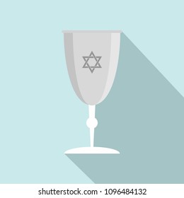 Silver judaism cup icon. Flat illustration of silver judaism cup vector icon for web design