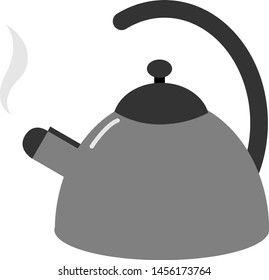 Silver kettle, illustration, vector on white background