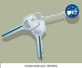 silver keys and a diamond locket	