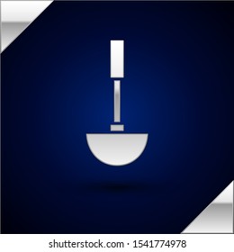 Silver Kitchen ladle icon isolated on dark blue background. Cooking utensil. Cutlery spoon sign.  Vector Illustration