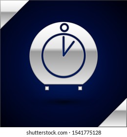Silver Kitchen timer icon isolated on dark blue background. Cooking utensil.  Vector Illustration