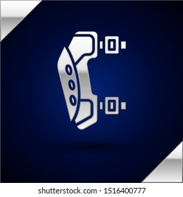 Silver Knee pads icon isolated on dark blue background. Extreme sport. Sport equipment. Skateboarding, bicycle, roller skating protective gear.  Vector Illustration
