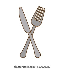 silver knife and fork icon design, vector ilustration