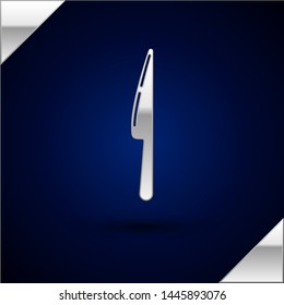 Silver Knife icon isolated on dark blue background. Cutlery symbol.  Vector Illustration