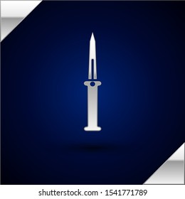 Silver Knife icon isolated on dark blue background. Army knife.  Vector Illustration