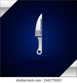 Silver Knife icon isolated on dark blue background. Cutlery symbol.  Vector Illustration