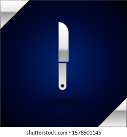 Silver Knife icon isolated on dark blue background. Cutlery symbol.  Vector Illustration