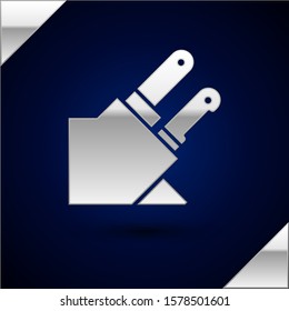 Silver Knife icon isolated on dark blue background. Cutlery symbol.  Vector Illustration