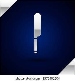 Silver Knife icon isolated on dark blue background. Cutlery symbol.  Vector Illustration