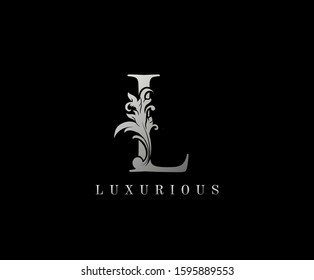 Silver L Luxury Logo Icon, Elegant L Letter Logo Design.