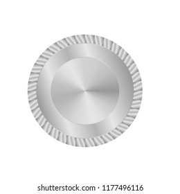 Silver label icon - metallic button, medal silver plate. vector illustration