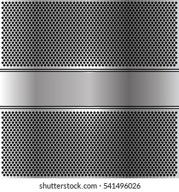 Silver label on circle mesh design modern luxury background vector illustration.