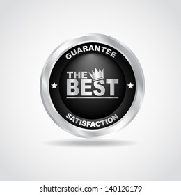 Silver label. Premium quality. 100% guarantee. Vector illustration