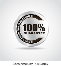 Silver label. Premium quality. 100% guarantee. Vector illustration