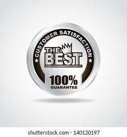 Silver label. Premium quality. 100% guarantee. Vector illustration