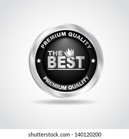 Silver label. Premium quality. 100% guarantee. Vector illustration