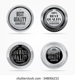 Silver labels vector set.