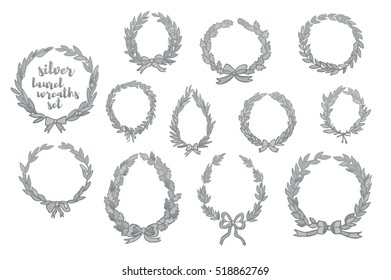 silver laurel wreath set