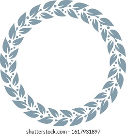Silver laurel wreath. Vector decorative frame