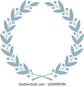 Silver laurel wreath. Vector image
