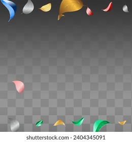 Silver Leaf Abstract Vector Black Transparent Background Backdrop. Tree Leaves Illustration. Gold Color Metallic Poster. Foliage Herbal Background.