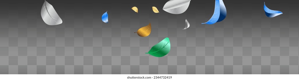 Silver Leaf Ecology Vector Black Transparent Panoramic Background Illustration. Wind Color Border. Blue Leaves Herbal Plant. Foliage Falling Backdrop.