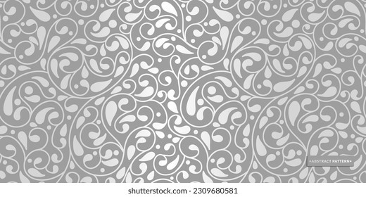 Silver leaves seamless pattern. Vintage vector ornament template. Paisley elements. Great for fabric, invitation, background, wallpaper, decoration, packaging or any desired idea.