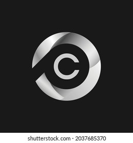 Silver Letter C Logo Design. Alphabetisches Logo-Design.
