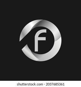 Silver Letter F Logo Design. Alphabetic Logo Design.