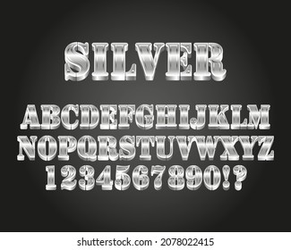 silver letter full set text effect, font