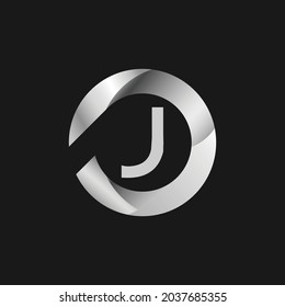 Silver Letter J Logo Design. Alphabetic Logo Design.