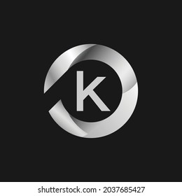 Silver Letter K Logo Design. Alphabetic Logo Design.