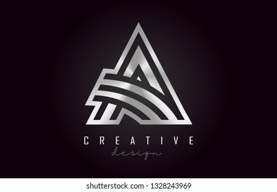 A Silver Letter Logo Monogram Vector Design. Creative A Silver Metal Steel Letter Icon Vector Illustration.
