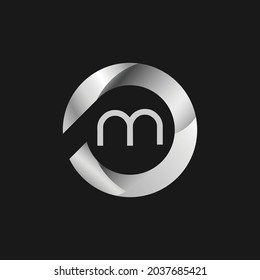 Silver Letter M Logo Design. Alphabetic Logo Design.