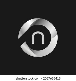 Silver Letter N Logo Design. Alphabetic Logo Design.