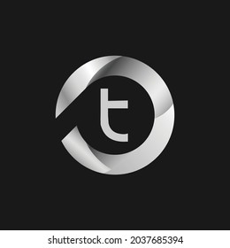 Silver Letter T Logo Design. Alphabetic Logo Design.