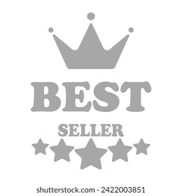 Silver lettering best seller line icon. Top-rated, reliable, customer favorite, high-quality, exceptional service, premium, popular, leading. Vector linear icon for business and advertising