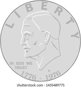 Silver liberty coin. Vector illustration.