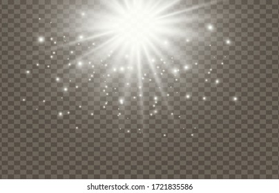 Silver lights. Lighting effect. Shines from above black background. Abstract image flare. Vector illustration on black background.