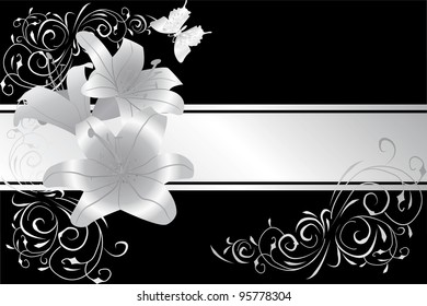 silver lily and black background
