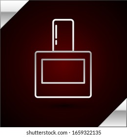 Silver line Aftershave icon isolated on dark red background. Cologne spray icon. Male perfume bottle.  Vector Illustration