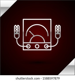 Silver line Ampere meter, multimeter, voltmeter icon isolated on dark red background. Instruments for measurement of electric current.  Vector Illustration