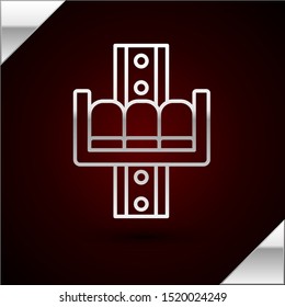 Silver line Attraction carousel icon isolated on dark red background. Amusement park. Childrens entertainment playground, recreation park.  Vector Illustration