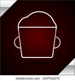 Silver line Bakery bowl dough icon isolated on dark red background.  Vector Illustration