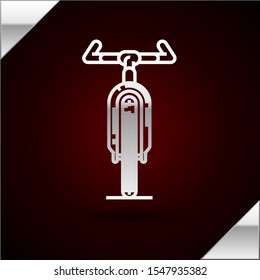 Silver line Bicycle icon isolated on dark red background. Bike race. Extreme sport. Sport equipment.  Vector Illustration